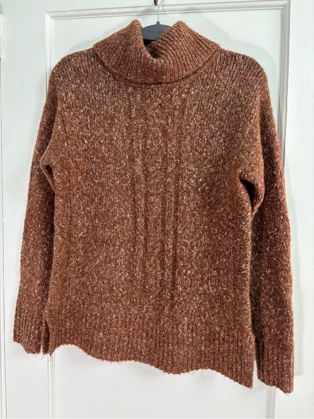Jones New York Rust Brown Cable-Front Turtleneck Sweater